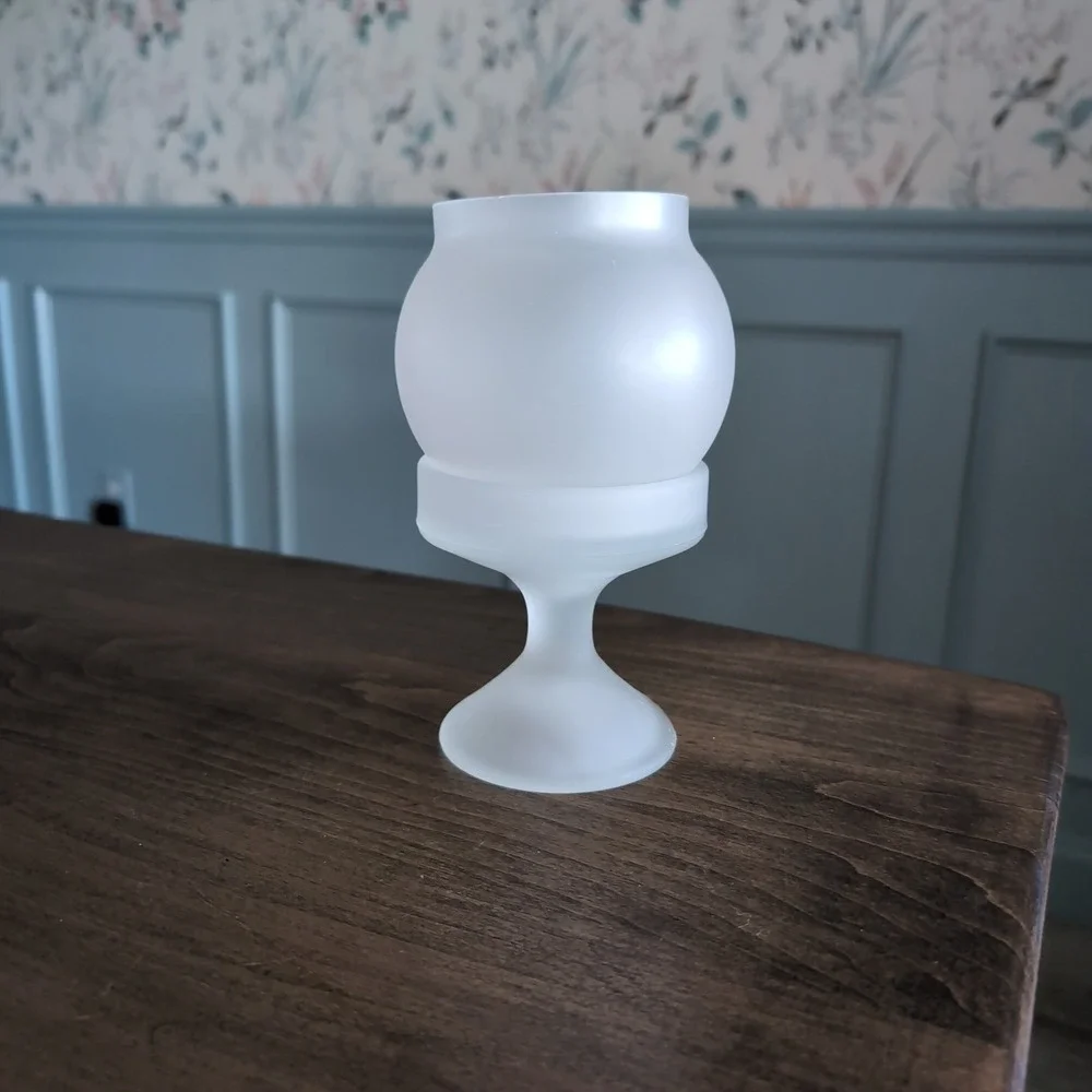 Vintage LE Smith Frosted Fairy Lamp Satin Glass Candle Holder MCM Cottagecore